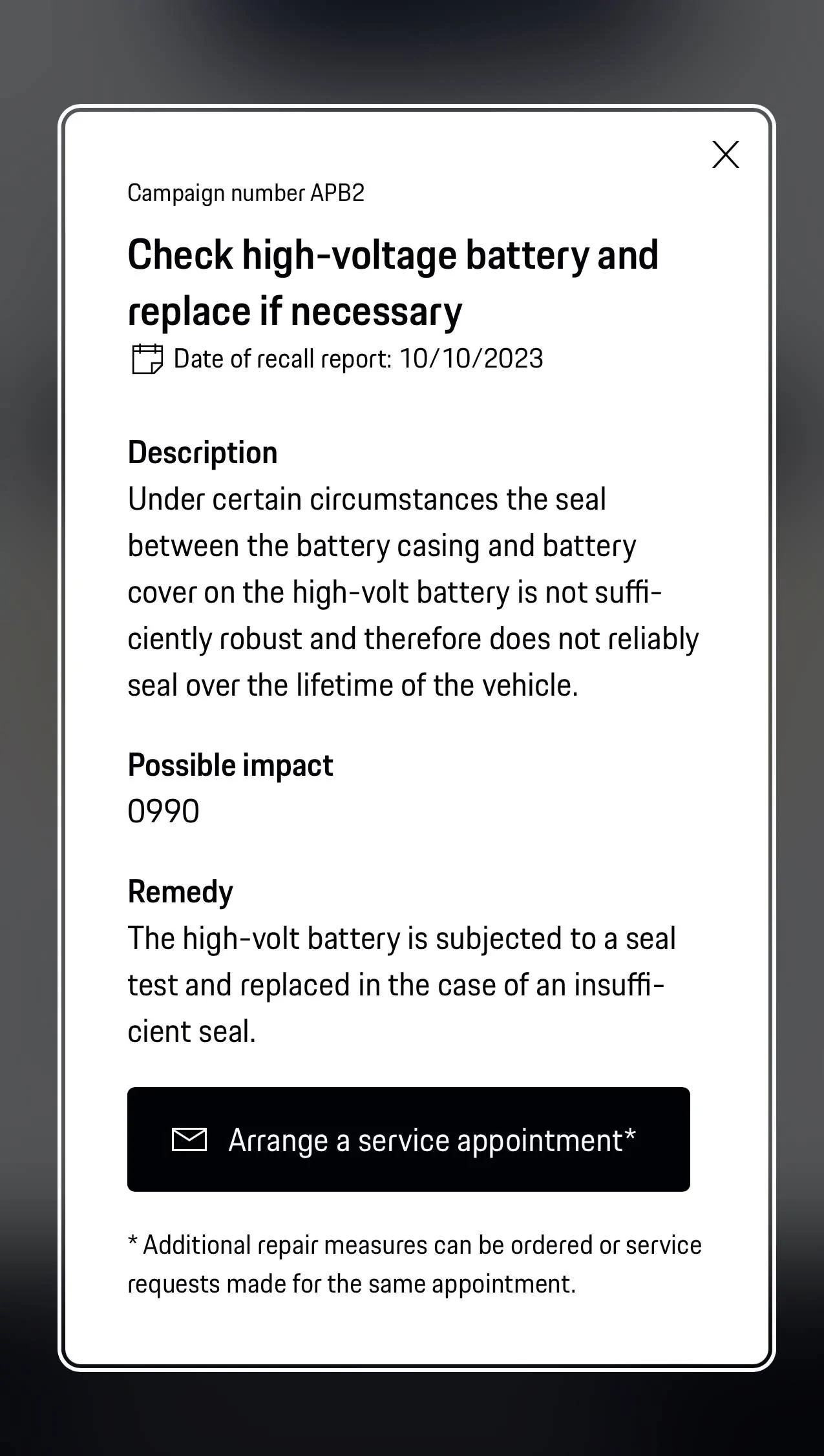 Porsche Taycan "Free HV Heater Replacement for Your Taycan Now Available at your Porsche Center" IMG_2485