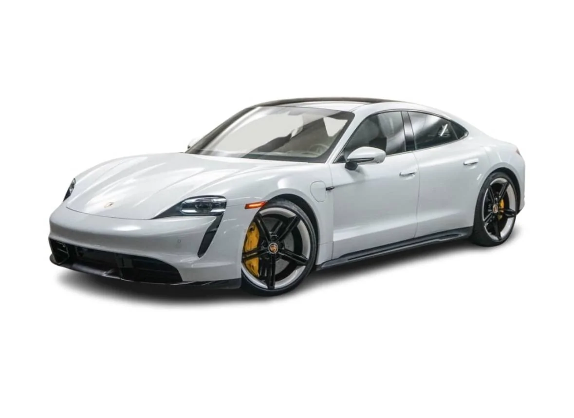 Porsche Taycan PSCB Brake Calipers Painted Black or Yellow on Mission E Wheels IMG_0852