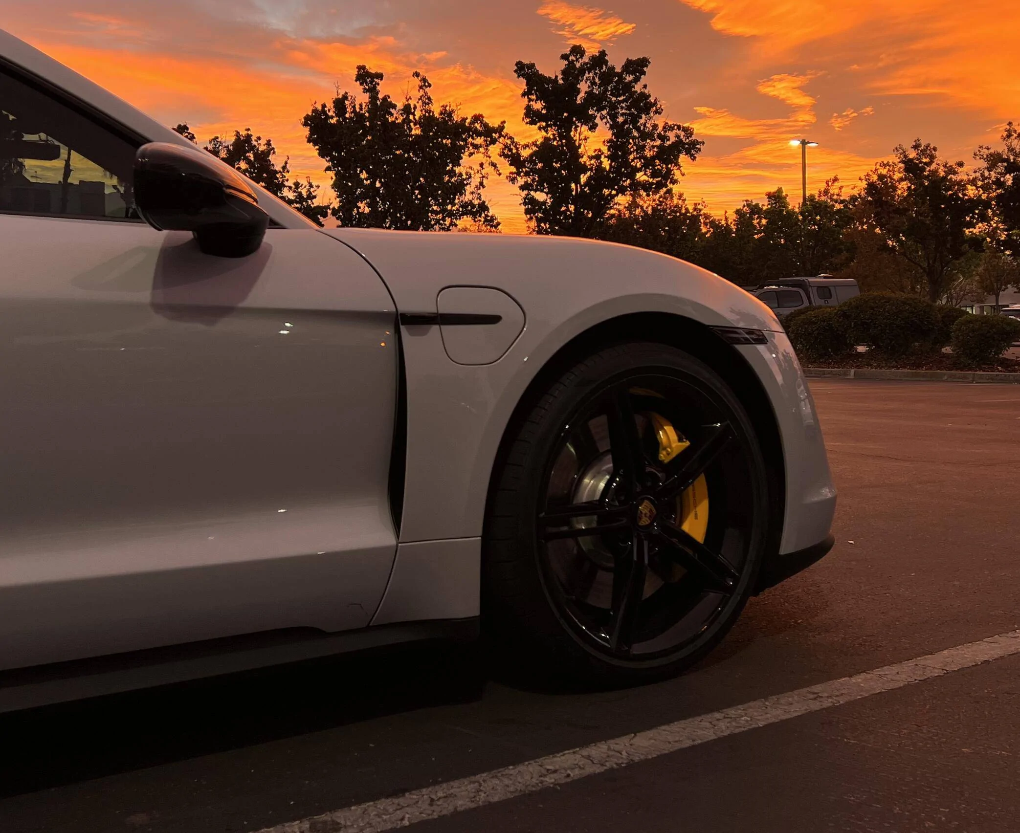 Porsche Taycan PSCB Brake Calipers Painted Black or Yellow on Mission E Wheels 1698373567530