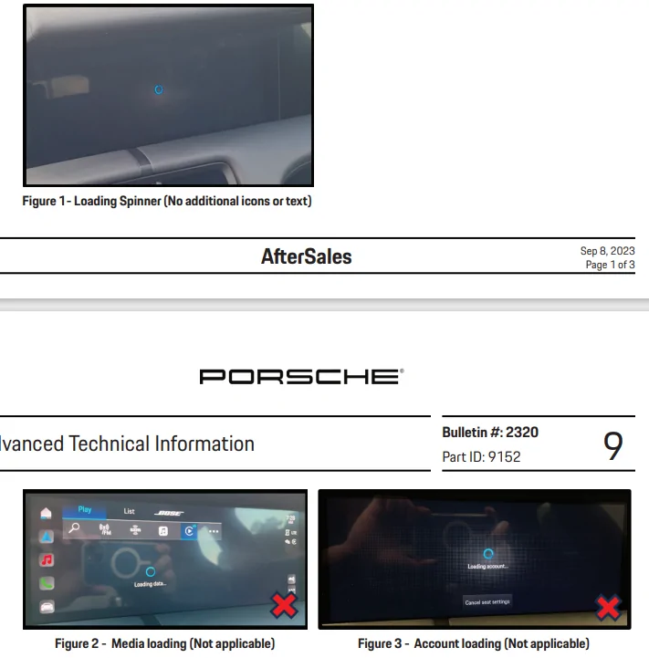 Porsche Taycan TSB: PCM Display Stuck on Loading Spinner - "Temporary Solution" - Sep 8 2023 1698415330154