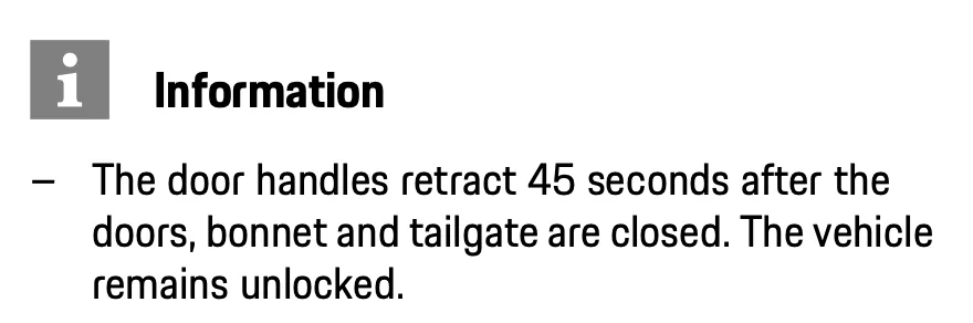 Porsche Taycan **Doors are Auto Locking w/ Key FOB inside the Car** Capture d’écran 2023-10-28 à 15.34.46