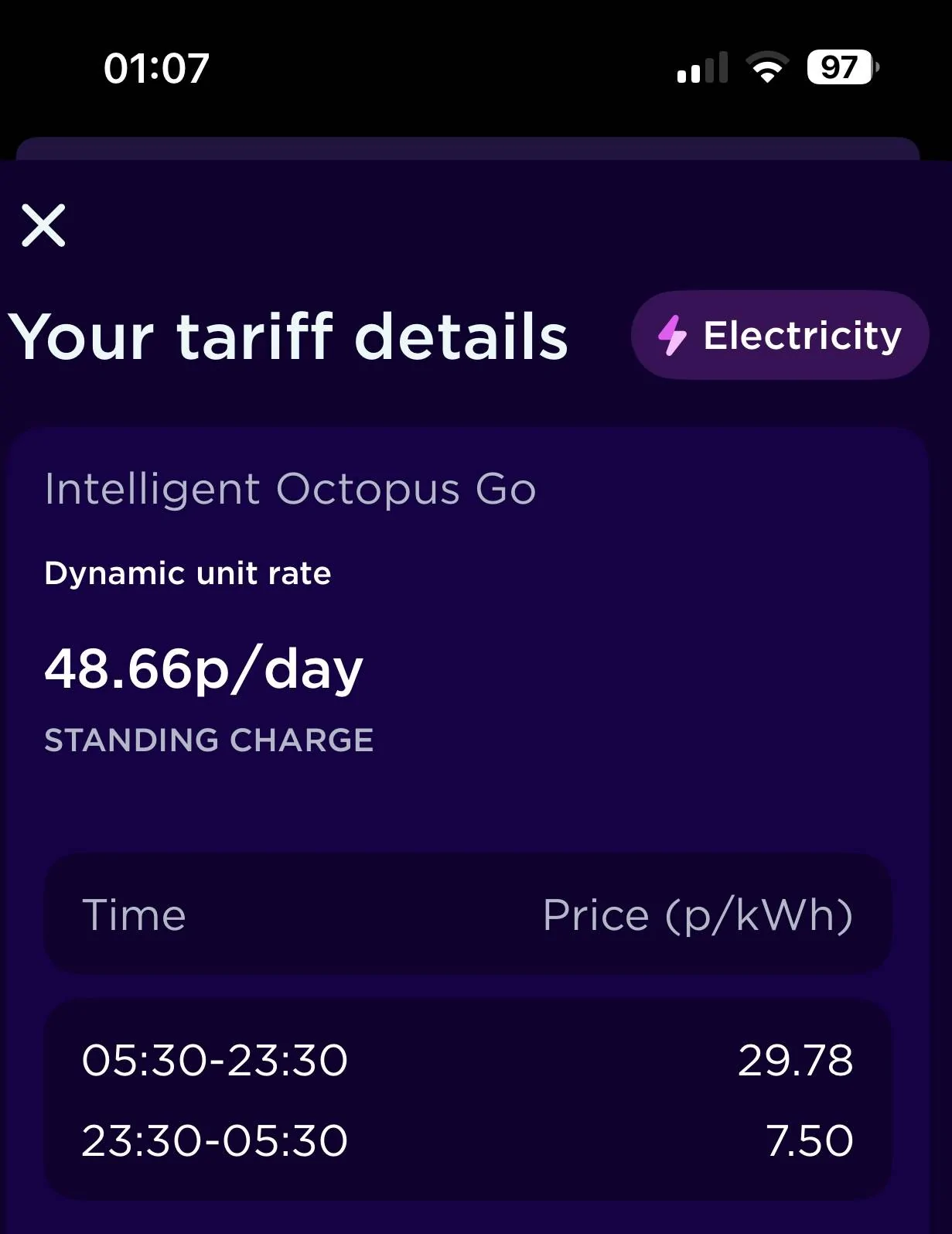 Porsche Taycan Octopus energy now supports Porsche for intelligent tariff. IMG_1058