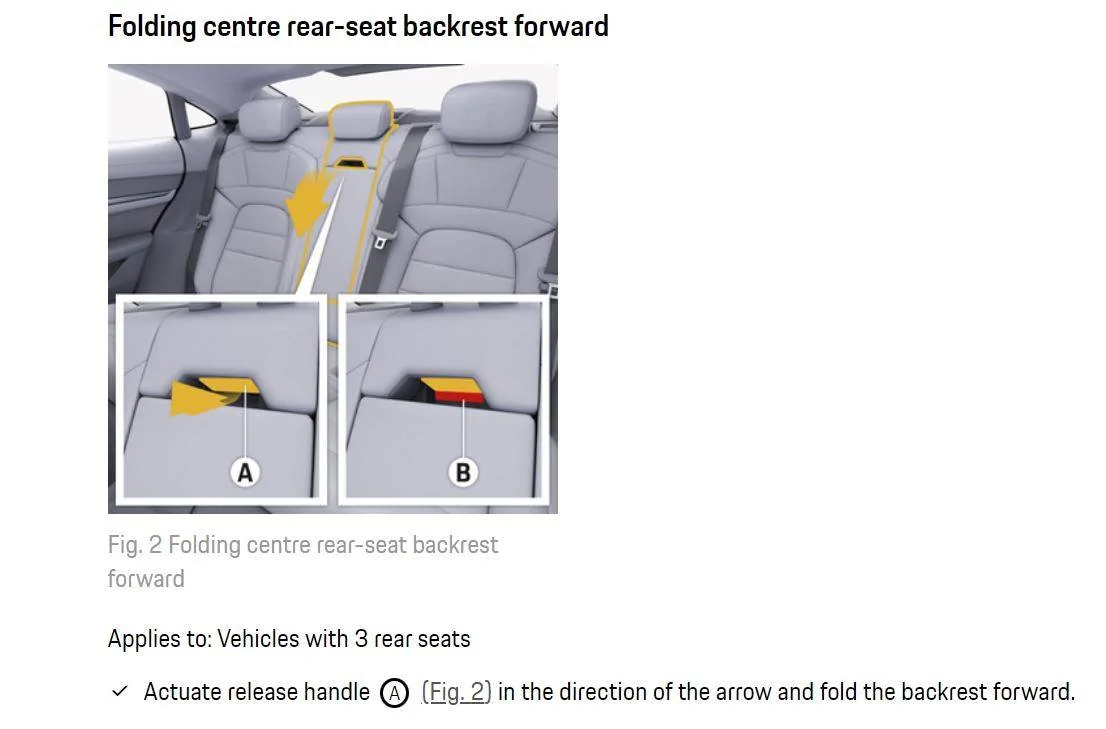Porsche Taycan Back seats 2+1 centre seat lower