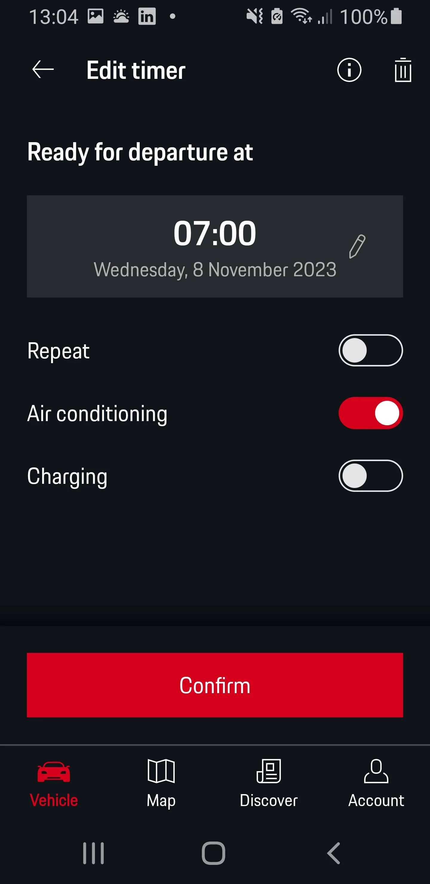 Porsche Taycan 60 minute climate setting Screenshot_20231107-130433_My Porsch