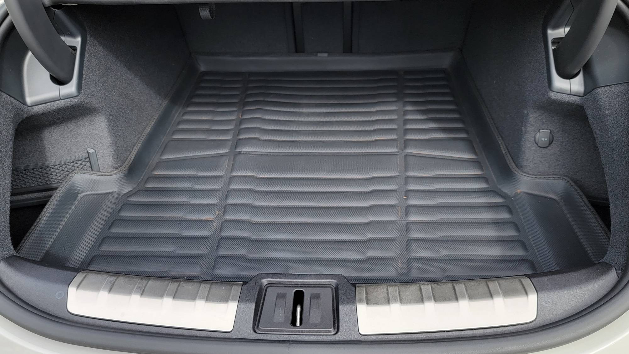 Porsche Taycan Tuxmat trunk / frunk 3-piece set -- first look pics Trunk mat_full
