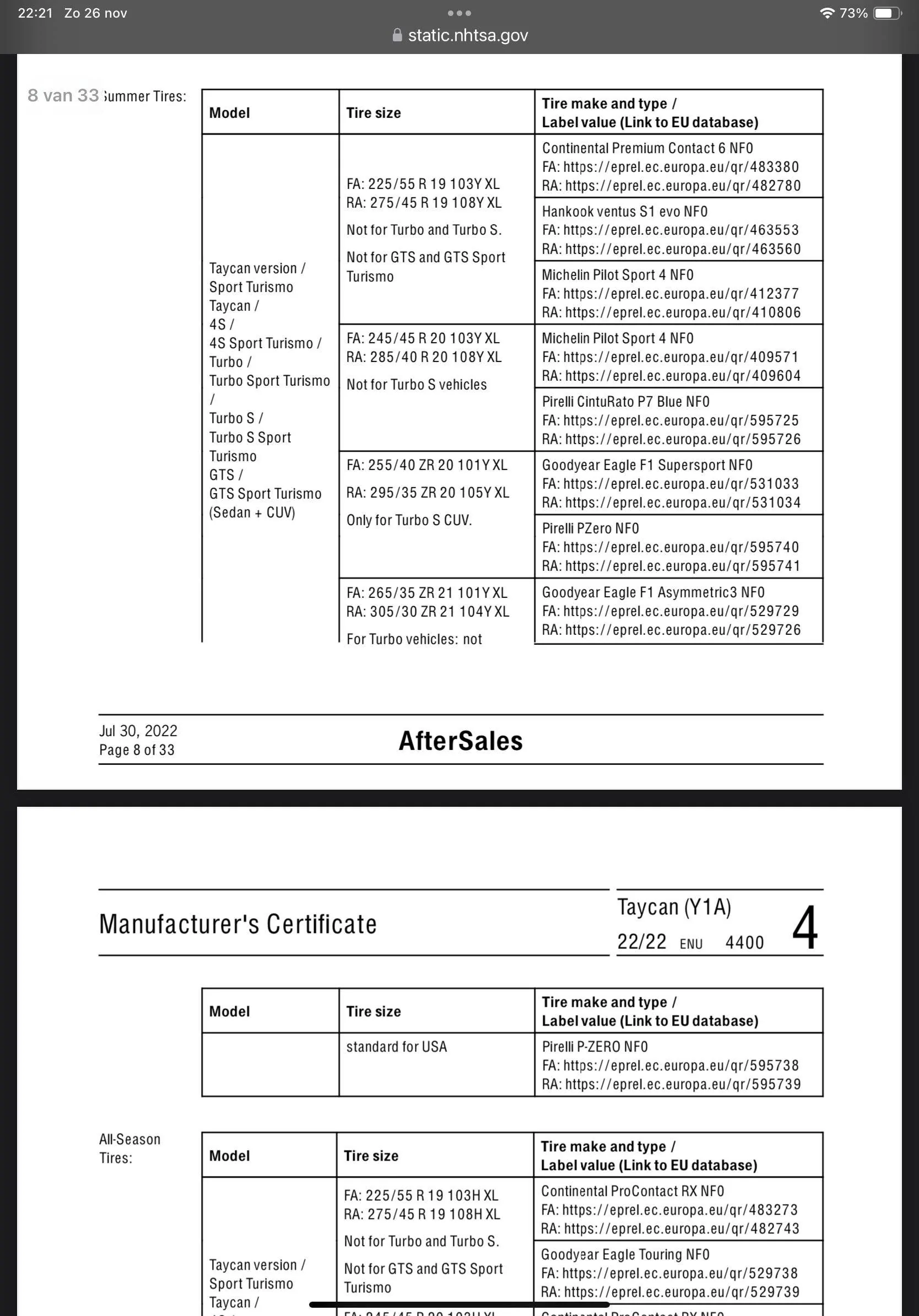 Porsche Taycan List of Porsche/EV approved or suitable tyres? IMG_0032