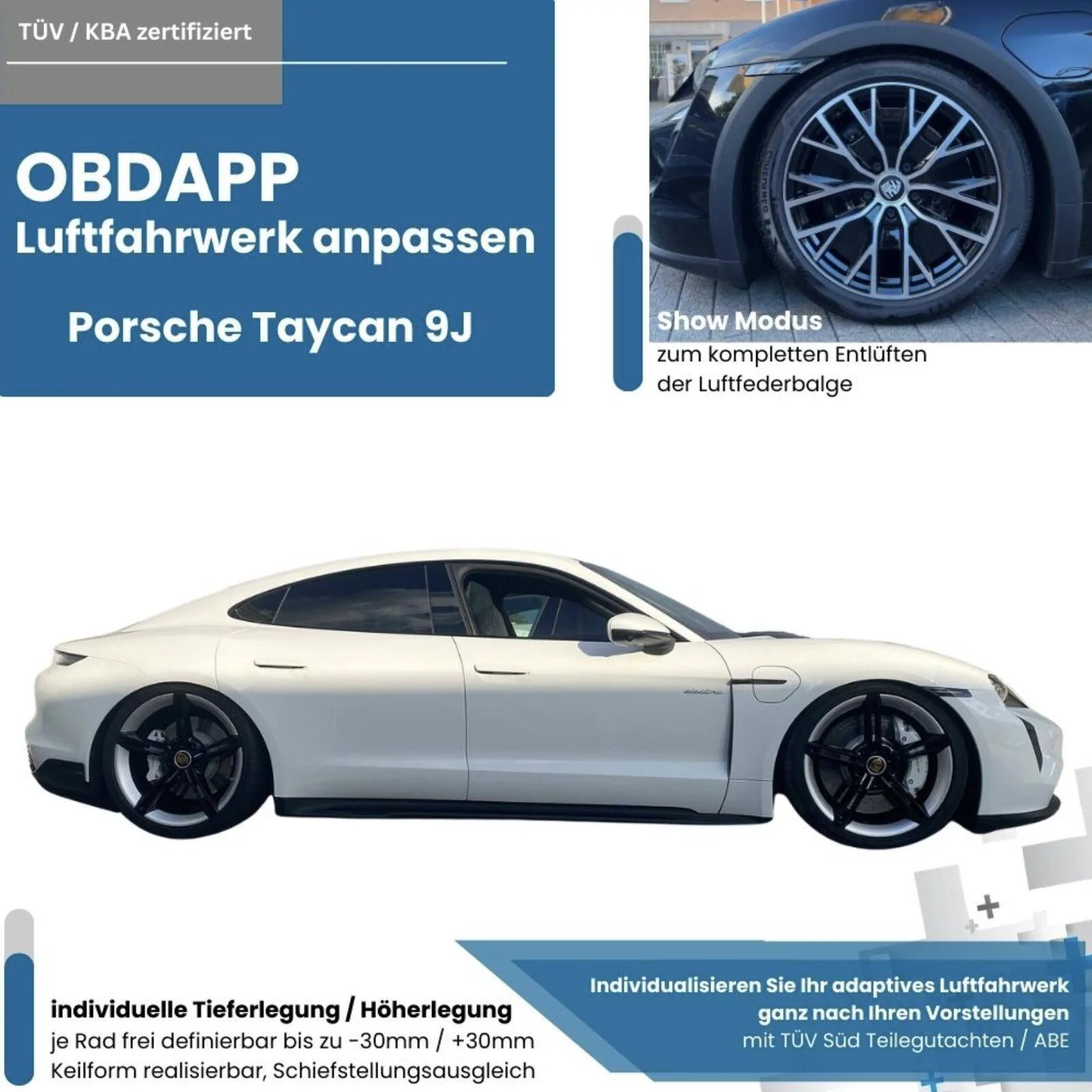 Porsche Taycan Lowering the Taycan CT via OBD-App OBD