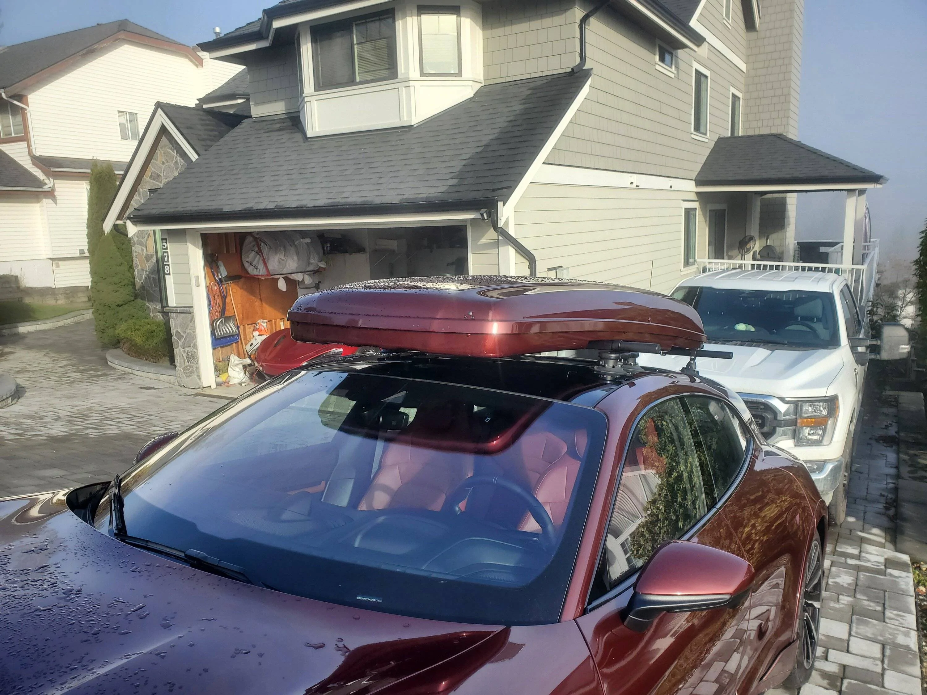 Porsche Taycan Installed Custom ski box without roof rails 20231128_120224