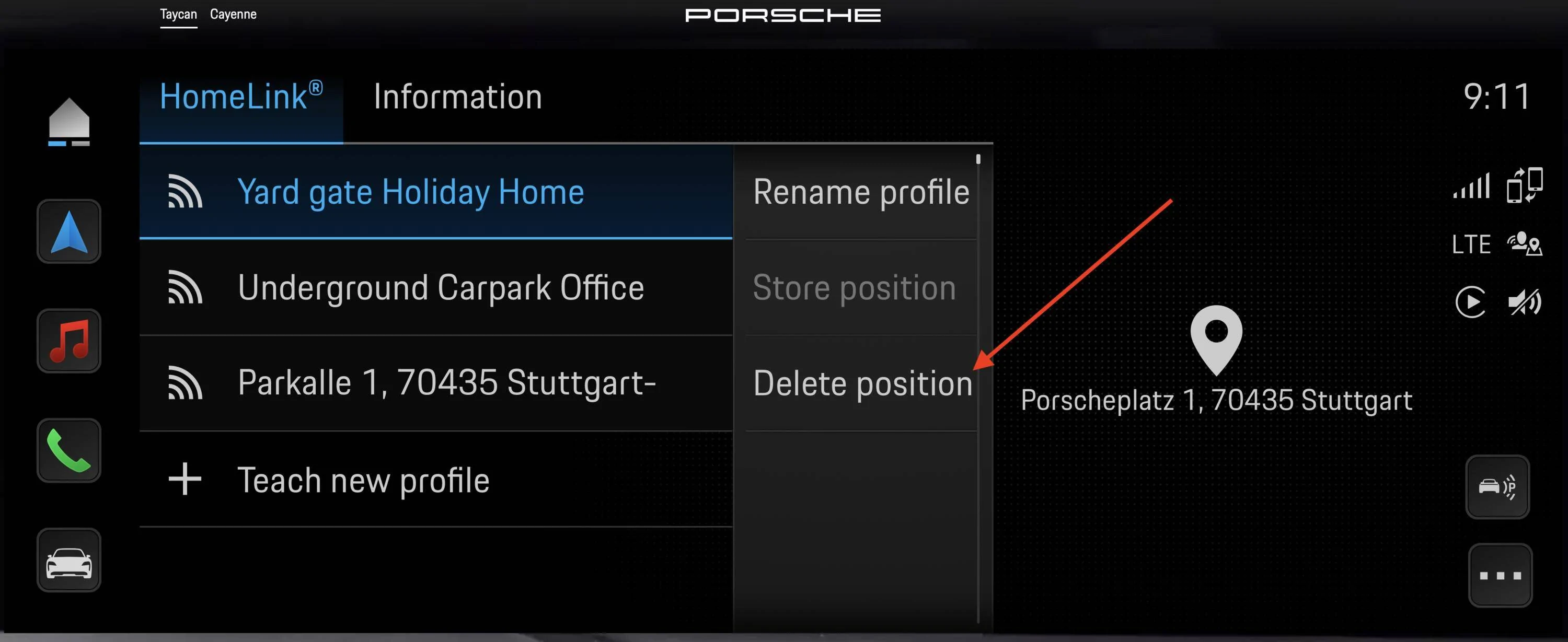 Porsche Taycan Homelink and GPS location Screenshot 2023-12-01 at 20.35.22