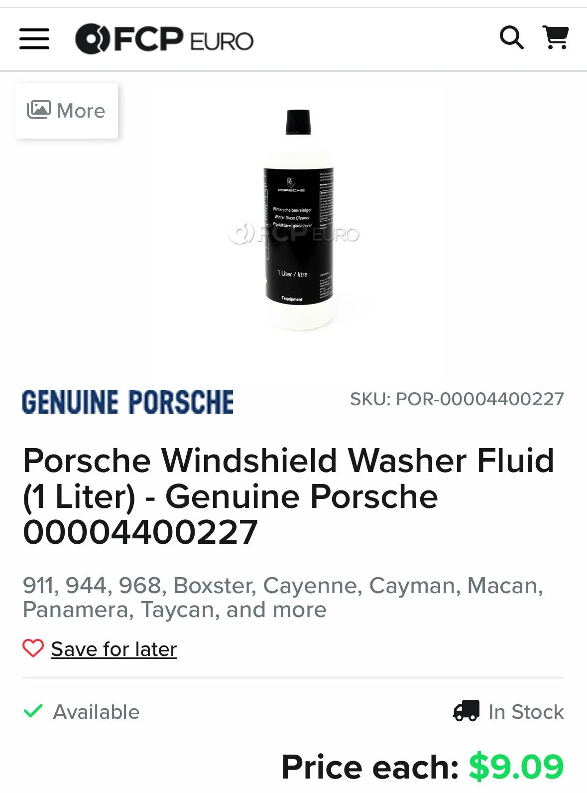 Porsche Taycan Washer fluid suitability IMG_1166