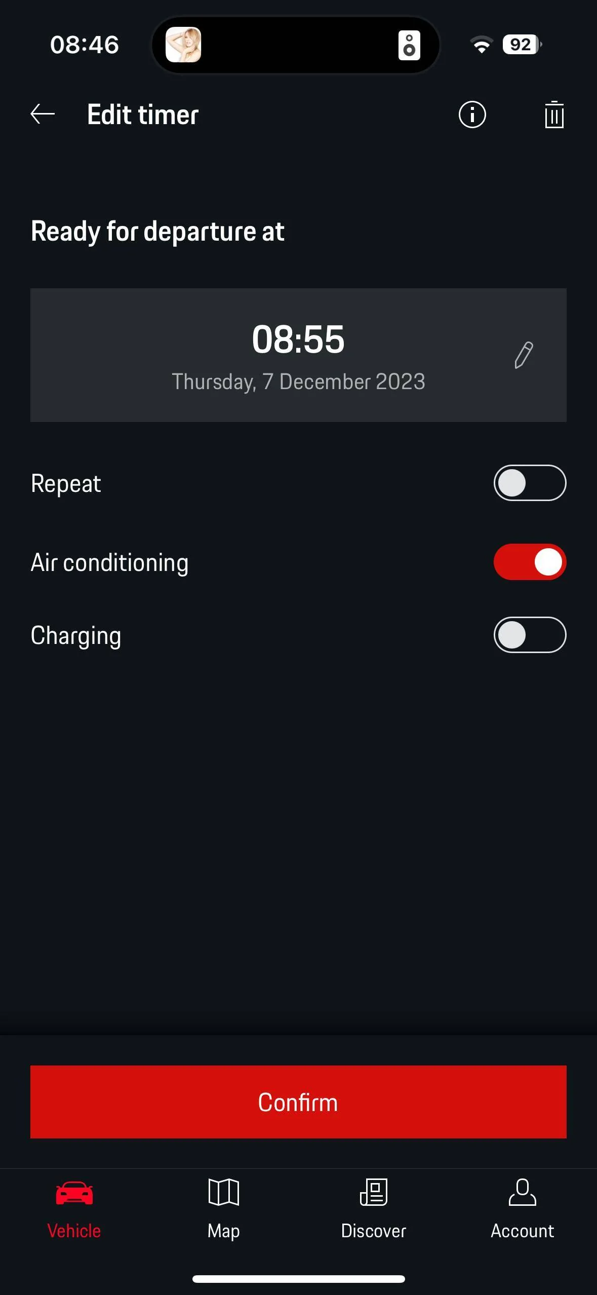 Porsche Taycan Car charging on a heating (only) timer IMG_2878