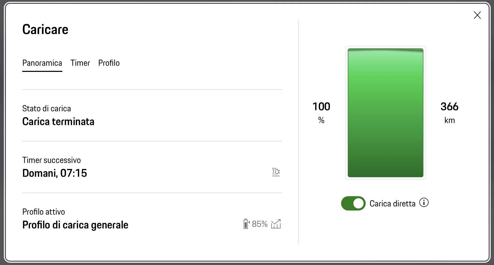 Porsche Taycan 100% charge mileage Screenshot 2023-12-07 alle 17.19.43