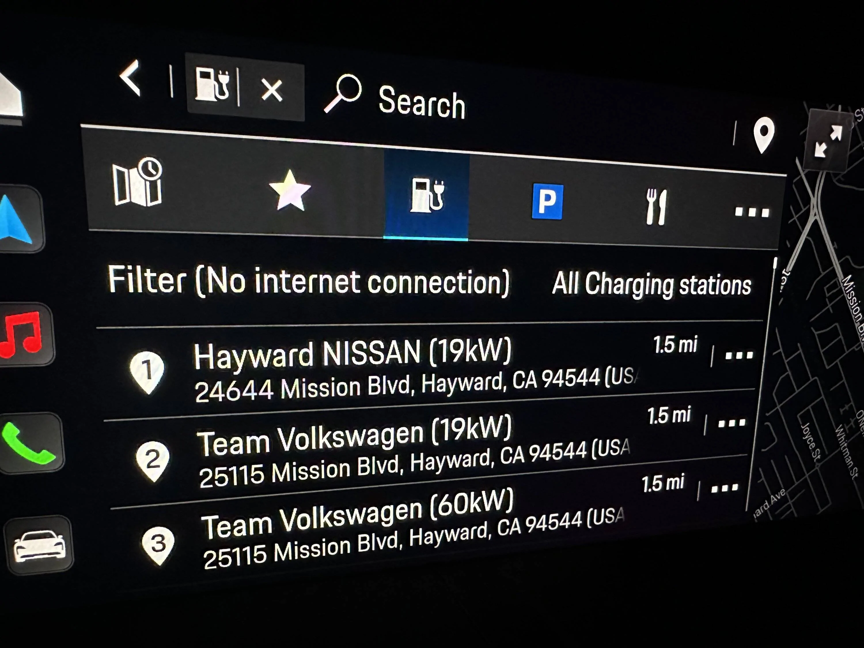 Porsche Taycan Navigation with charging stations IMG_3728