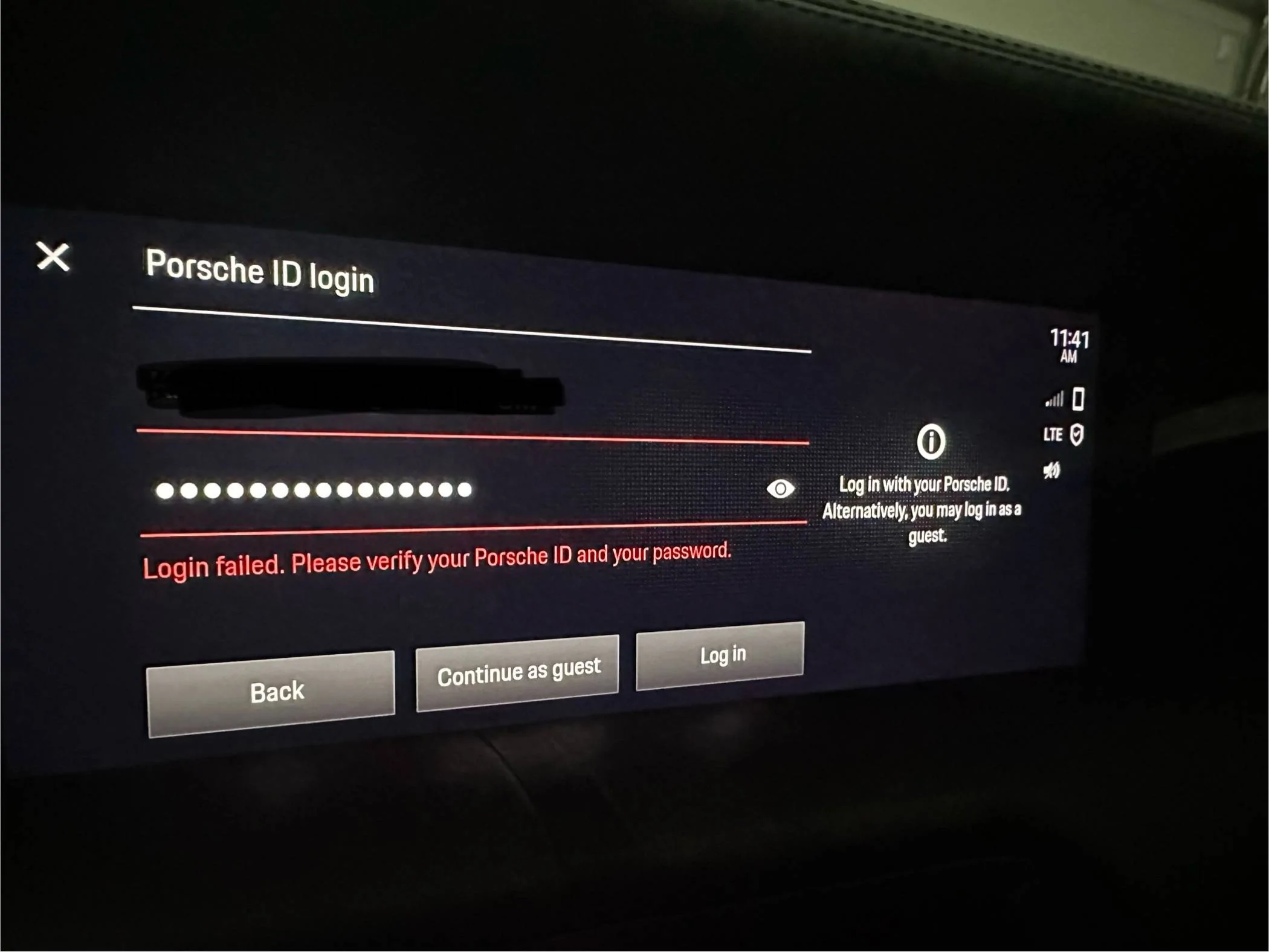 Porsche Taycan Can’t login into PCM IMG_3733