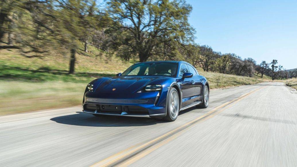 Porsche Taycan VW Group (Porsche, Audi, Scout) Commits to NACS ntian_Blue_Taycan_Turbo_Cross_Turismo_019_MA901369