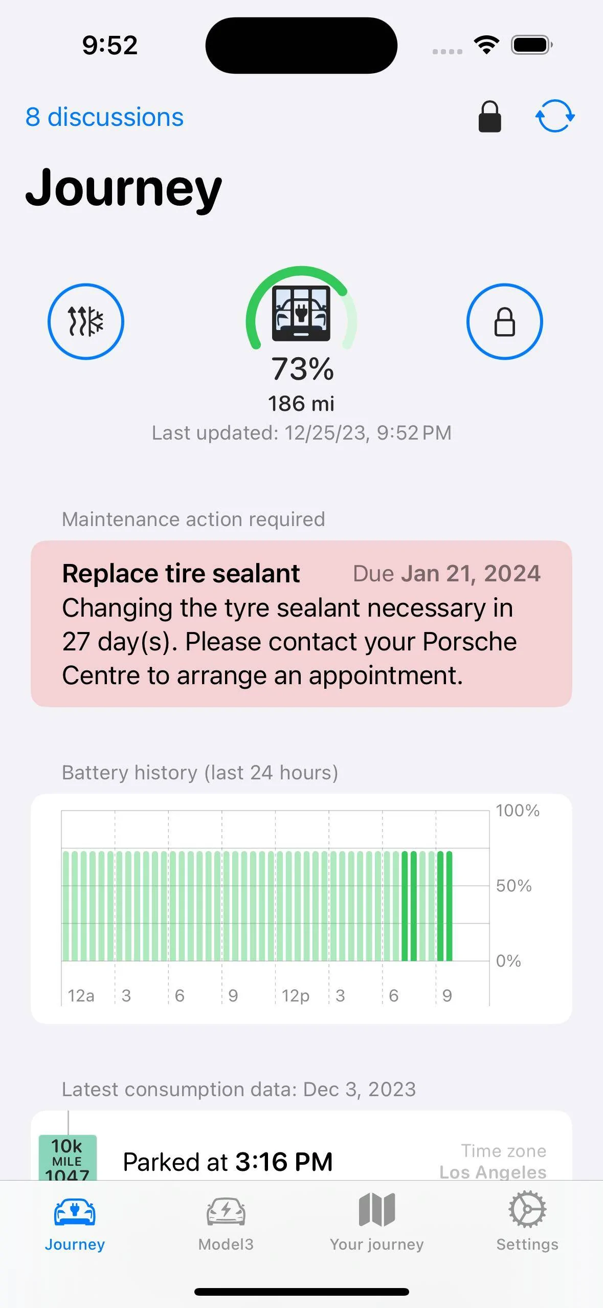 Porsche Taycan Interested in an unofficial Apple Watch app? Simulator Screenshot - iPhone 15 - 2023-12-25 at 21.52.38