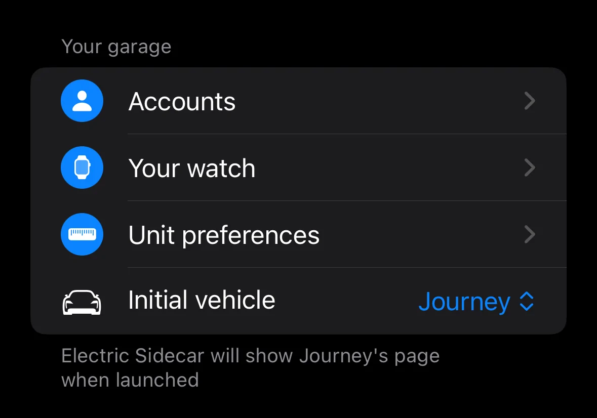 Porsche Taycan Interested in an unofficial Apple Watch app? Simulator Screenshot - iPhone 15 - 2023-12-26 at 21.34.49