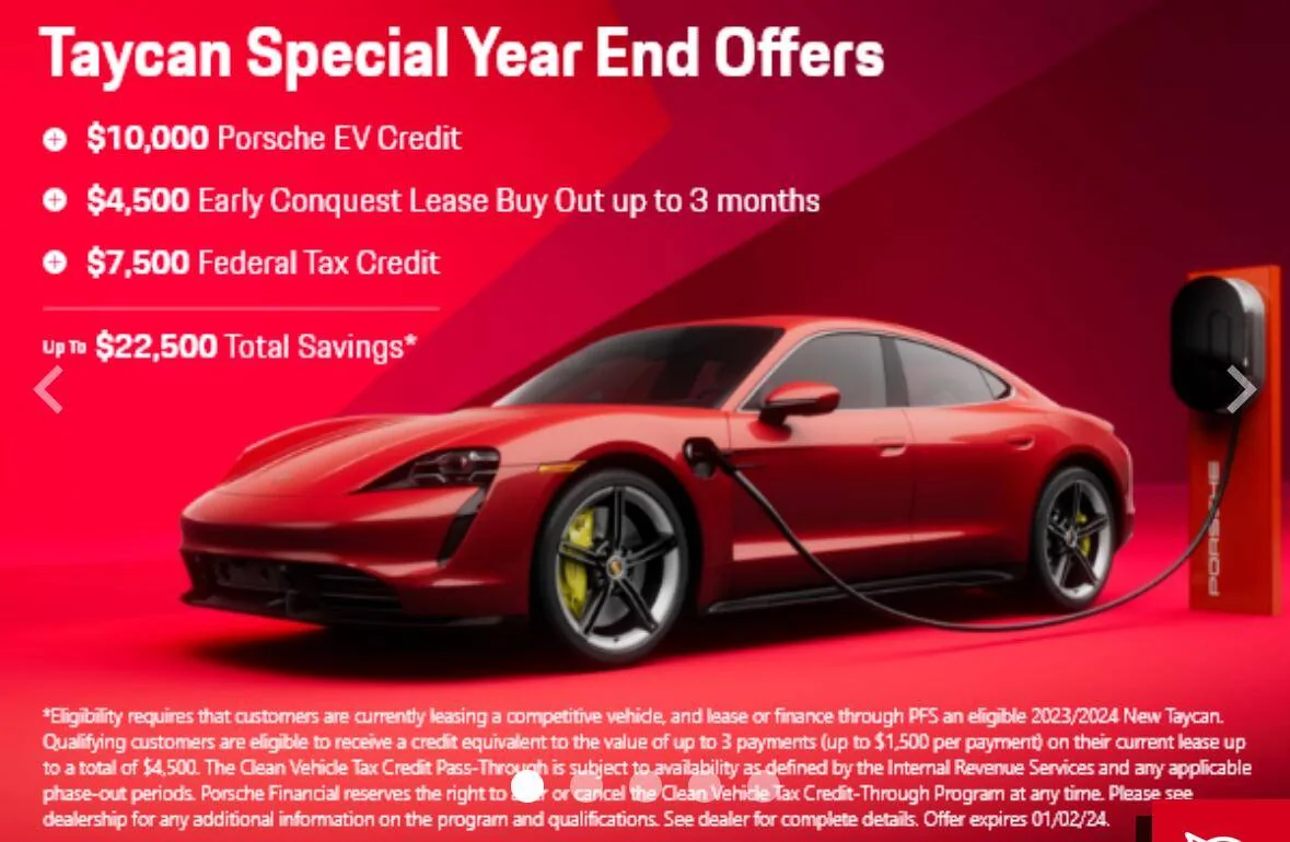 Porsche Taycan Big Discounts on new Taycans 1703824281611