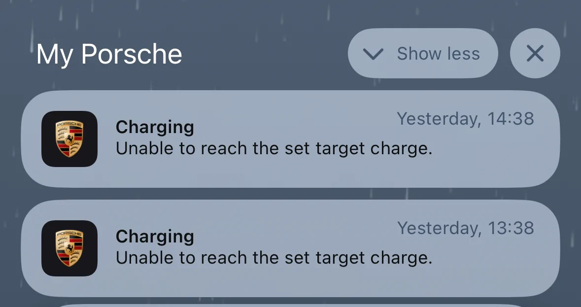 Porsche Taycan My Porsche App - Charging state, push notifications 1703924475304