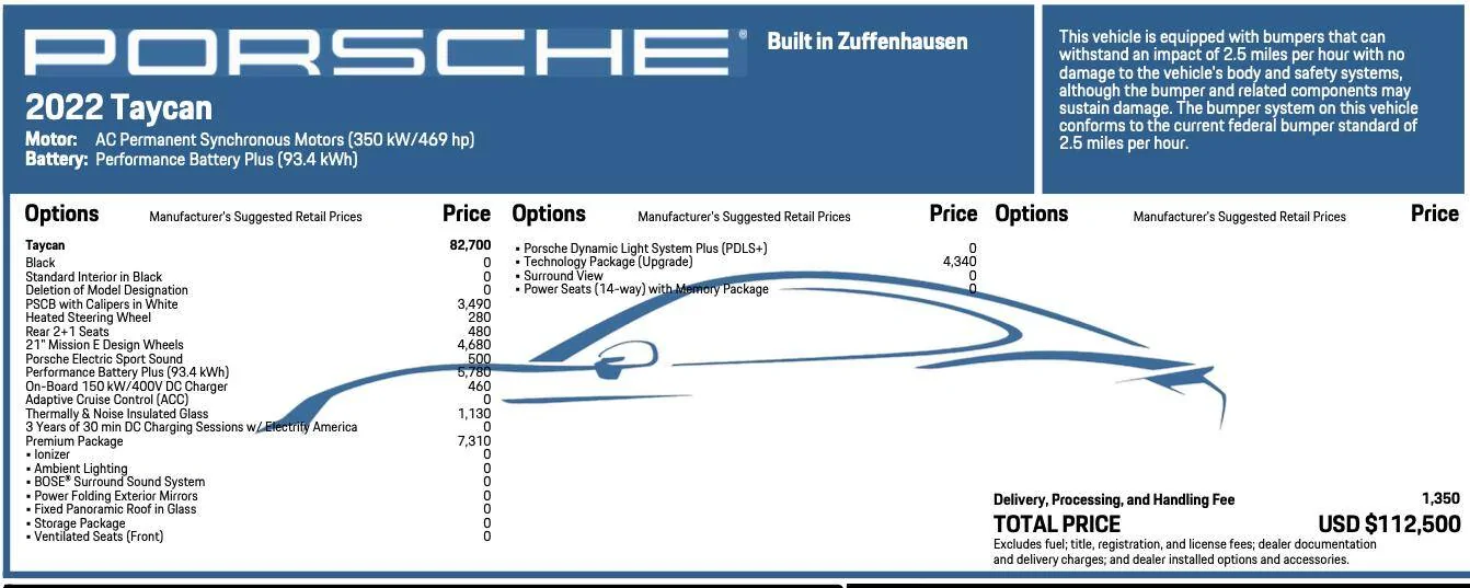 Porsche Taycan For Sale | 2022 Taycan Black/Black Premium | $85k Screenshot 2024-01-03 at 9.40.56 AM