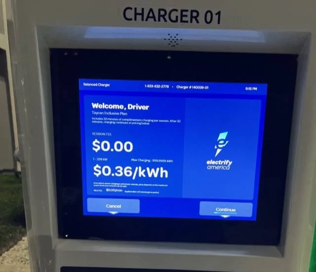 Porsche Taycan How to operate Electrify America free charging IMG_1540