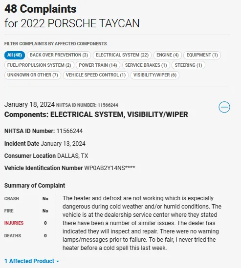 Porsche Taycan Heating Failure 1705671408860