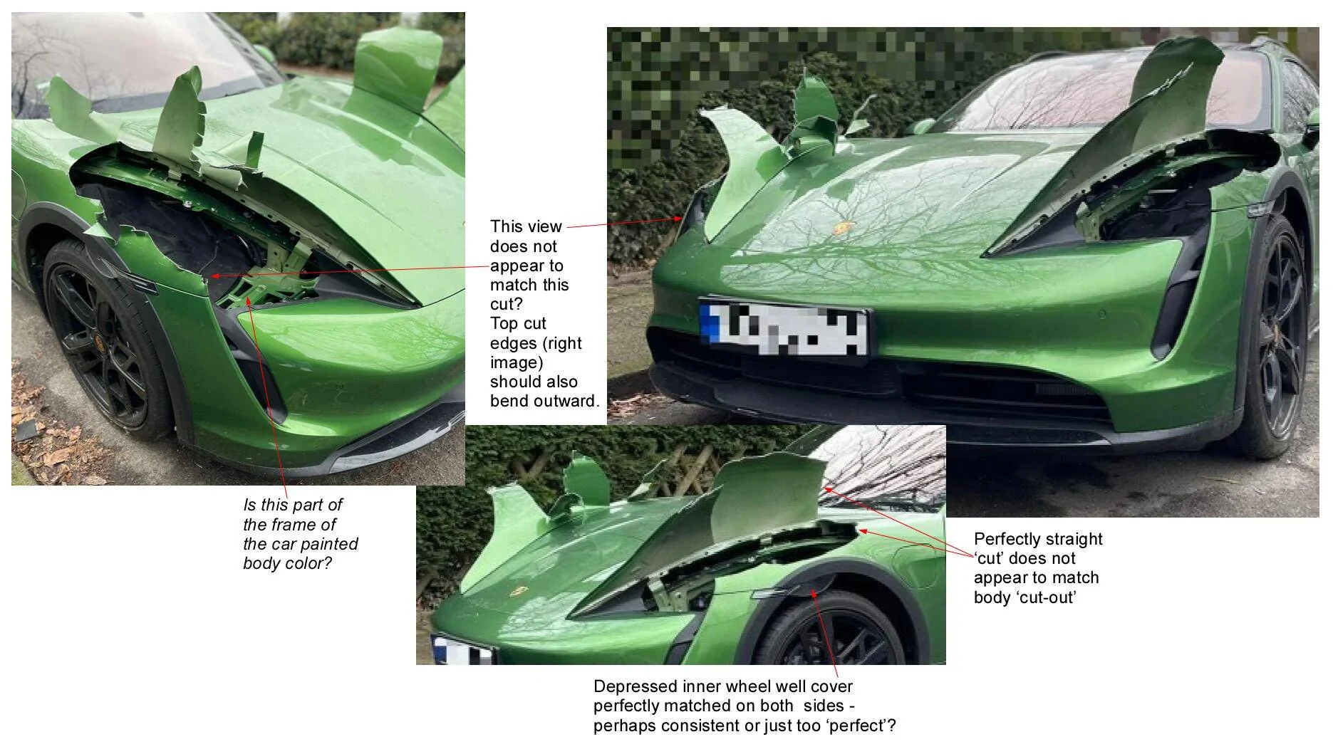 Porsche Taycan Taycan headlights stolen in worst possible way 🤢 Screenshot 2024-01-24 at 11.32.11 AM