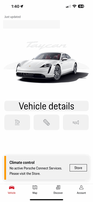 Porsche Taycan Porsche Connect Service Cost is $319 in the US Porsche App Screenshot