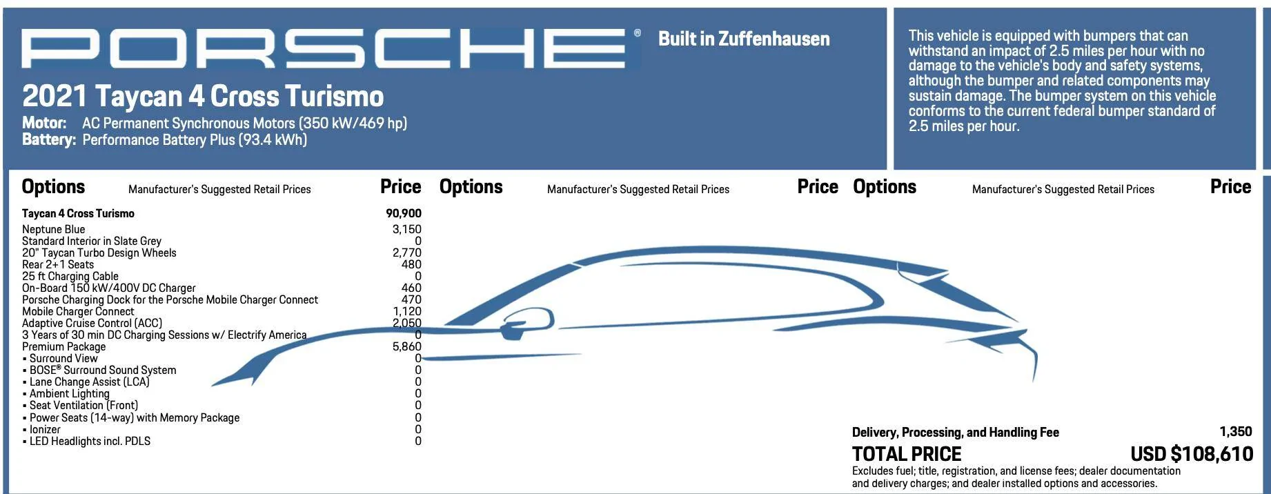 Porsche Taycan (TRADED IN) :: 2021 Porsche Taycan 4 Cross Turismo - Neptune Blue (Ohio USA) Screenshot 2024-02-10 at 9.15.14 AM