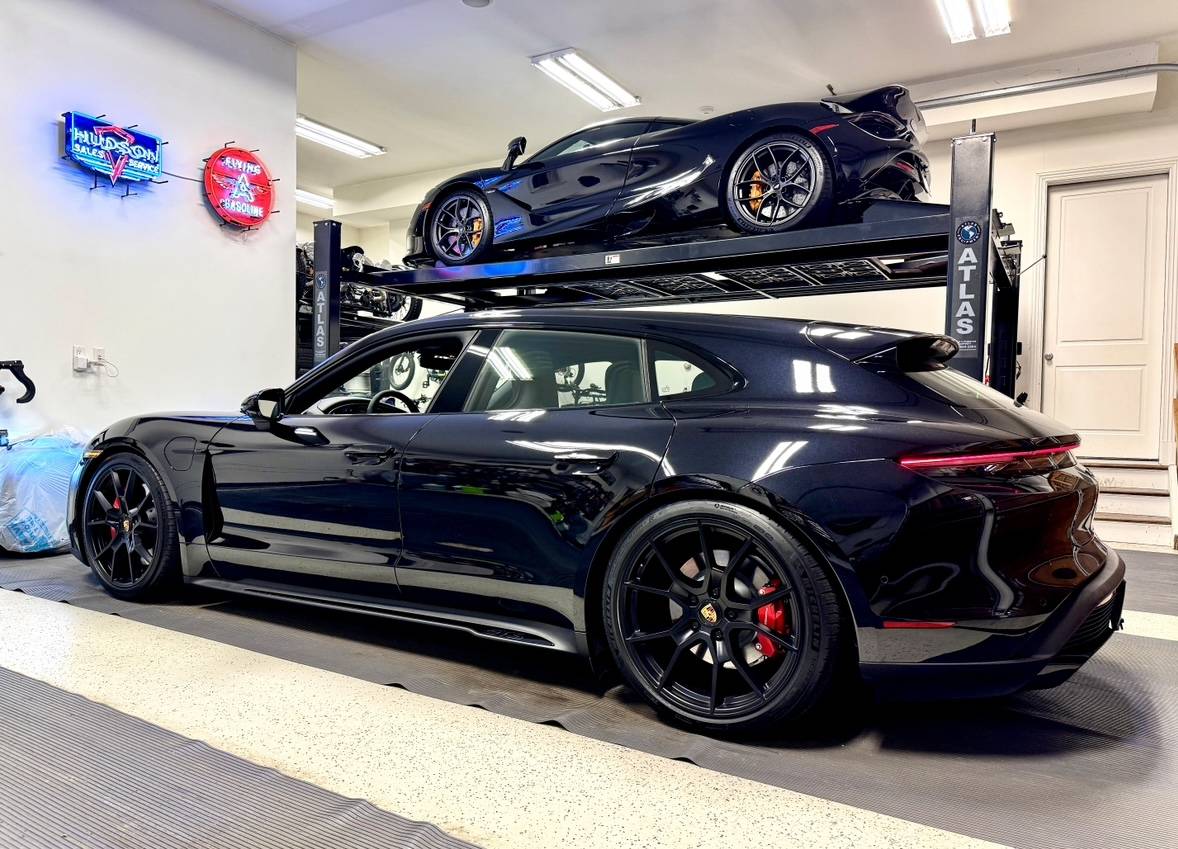 Porsche Taycan Lowering links installed on 2023 Taycan GTS Sport Turismo IMG_2517
