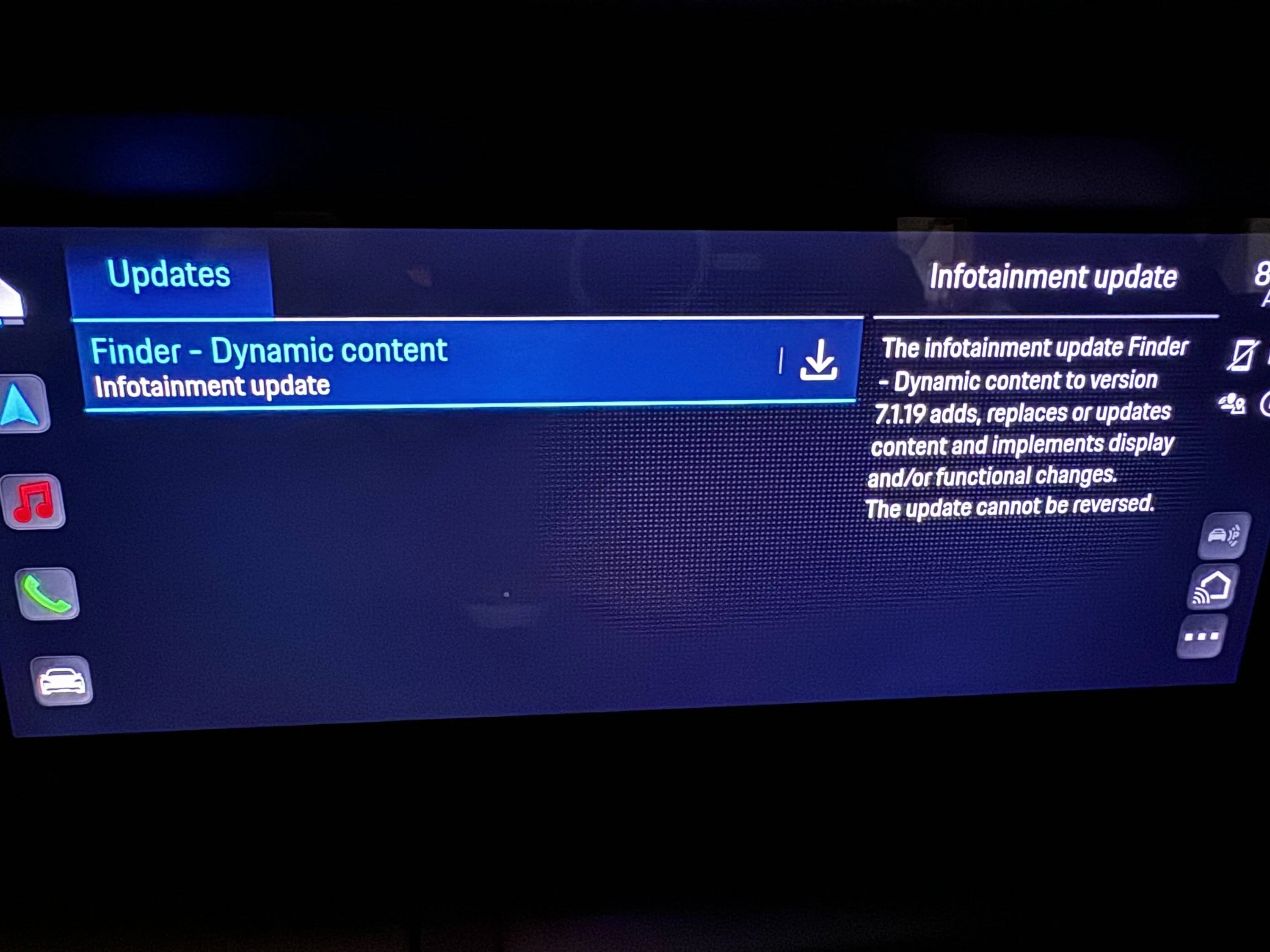 Porsche Taycan New OTA update today on "Finder - Dynamic content update" IMG_1282