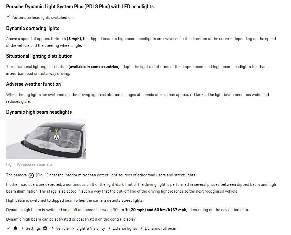 Porsche Taycan MY 24 CT std headlights Standard LEDs