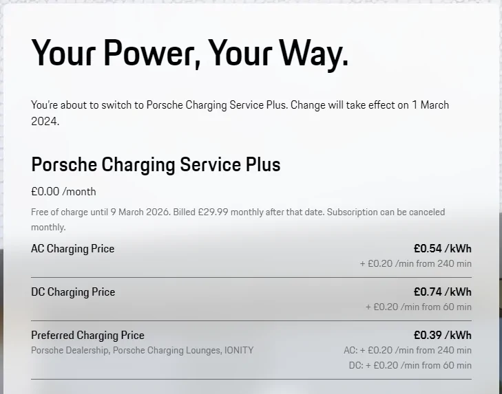 Porsche Taycan Porsche Charging Service Plus