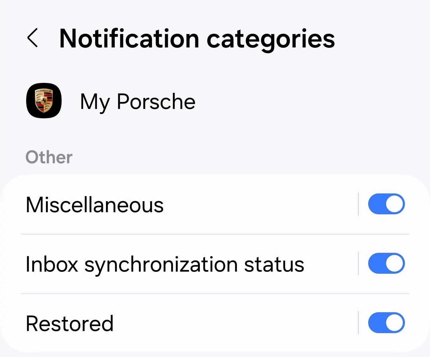 Porsche Taycan Any way to change notifications from the Porsche app? 1000001910