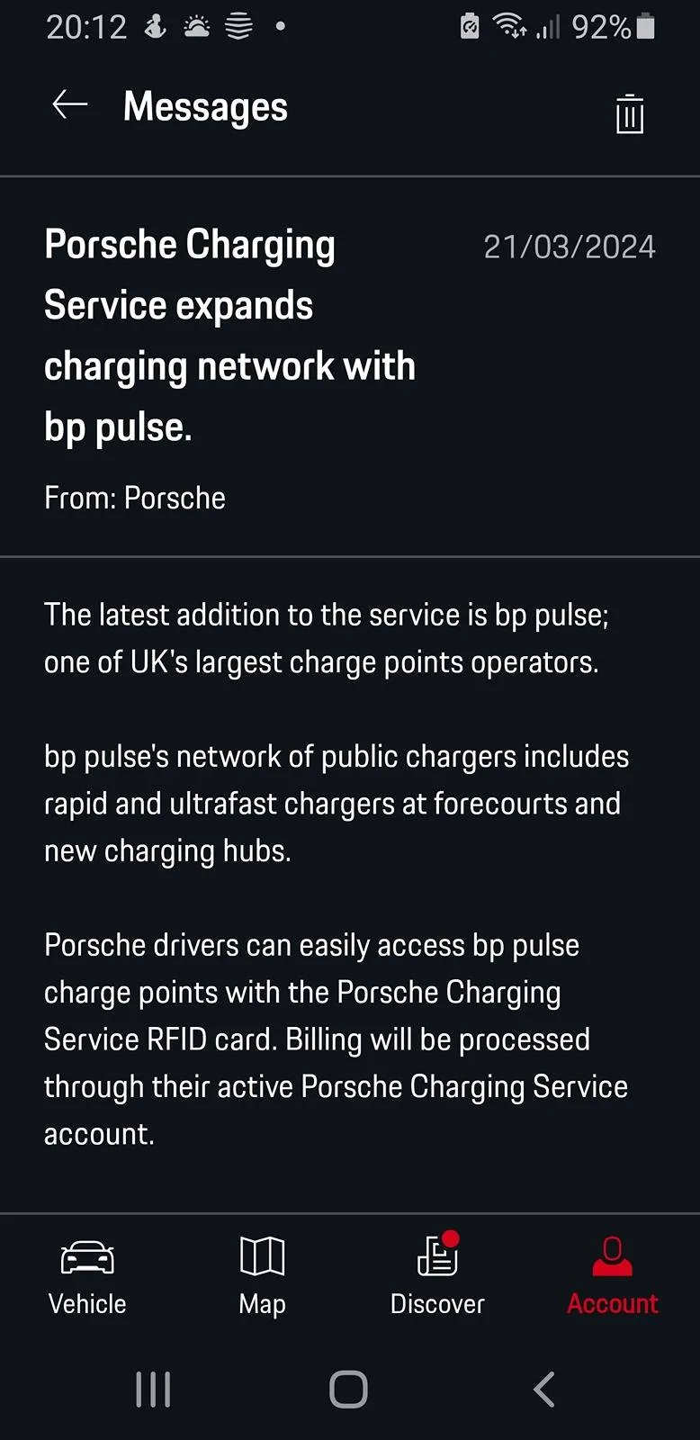 Porsche Taycan bp Pulse on Porsche charging Screenshot_20240326-201206_My Porsch
