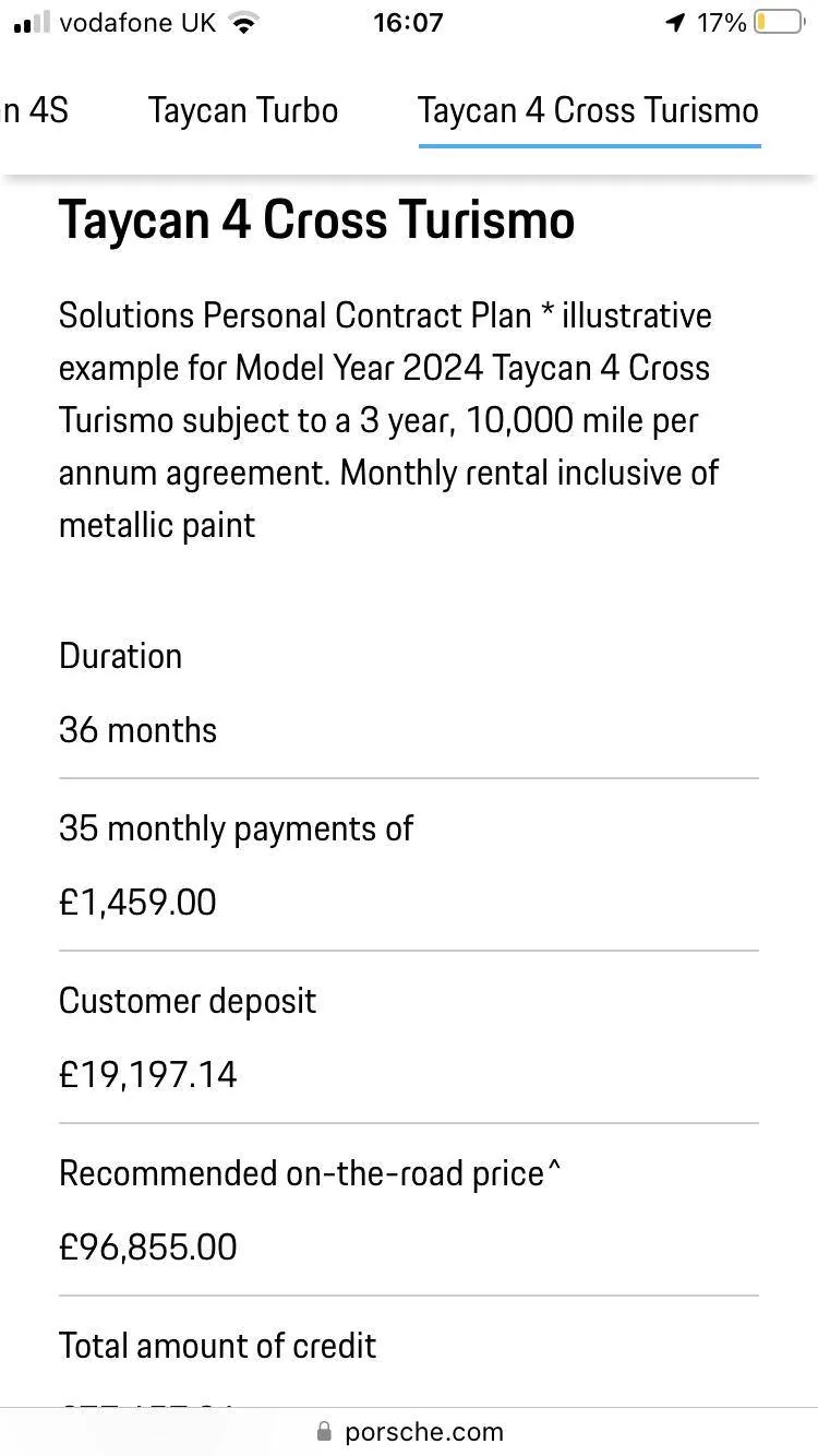Porsche Taycan Anyone seen any Porsche Finance PCP final value/payment figures for the refresh Taycan yet? IMG_4566