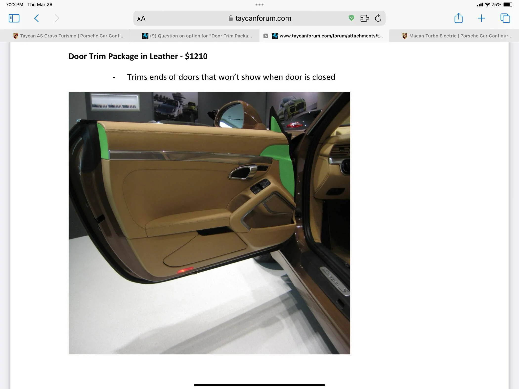 Porsche Taycan Question on option for "Door Trim Package in Leather" IMG_3897