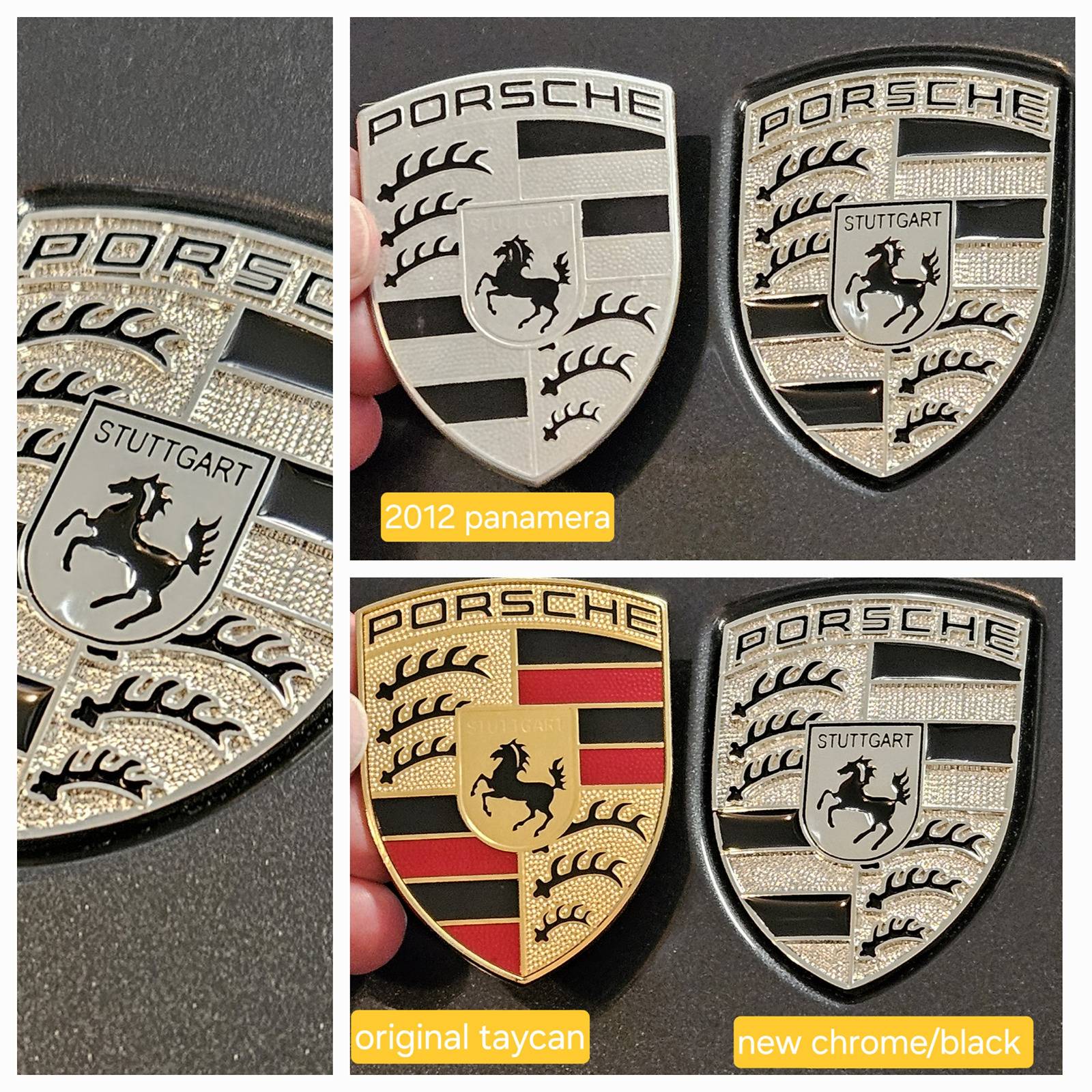 Porsche Taycan Need monochrome replacement hood emblem 20240414_162901