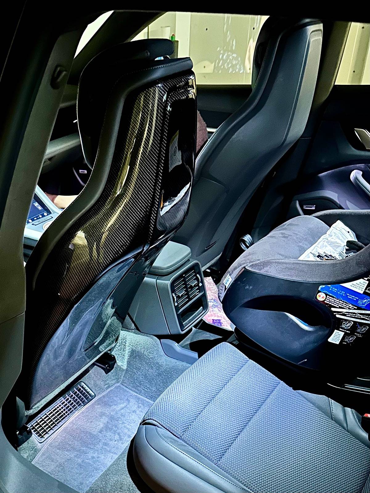 Porsche Taycan Carbon fiber seat back covers with installation steps IMG_1664