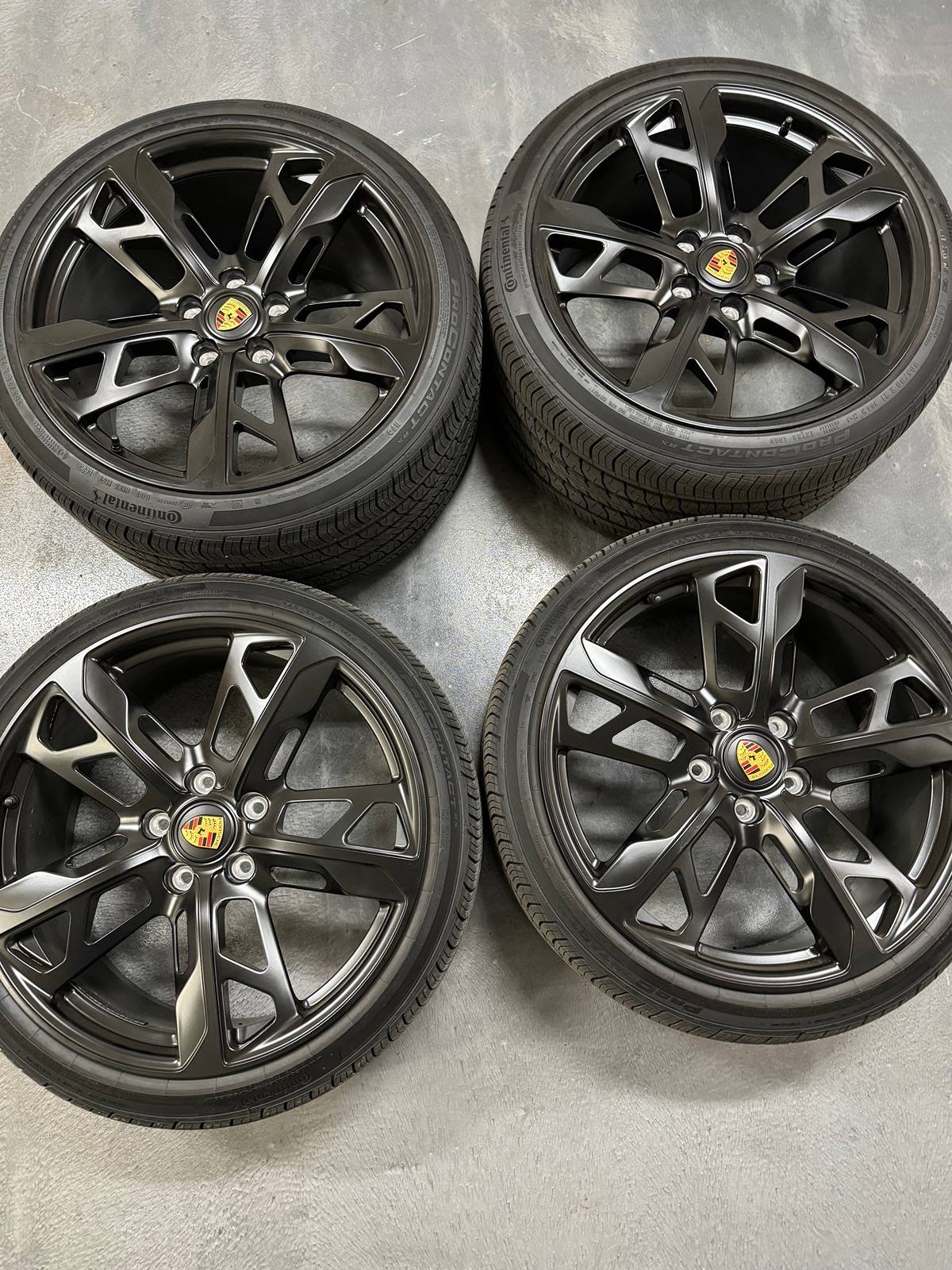 Porsche Taycan (SOLD) Porsche Cross Turismo Design 21 inch wheels in Satin Black with Continental ProContact all season tires IMG_3733