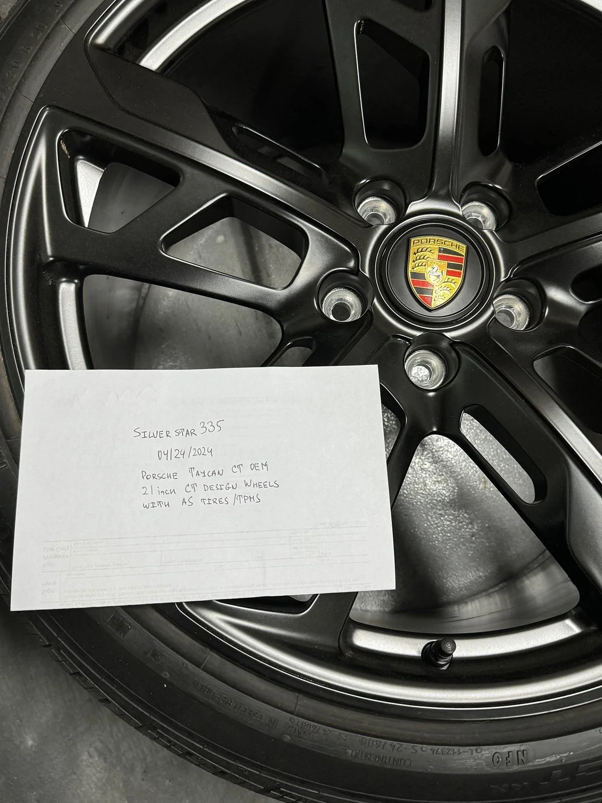 Porsche Taycan (SOLD) Porsche Cross Turismo Design 21 inch wheels in Satin Black with Continental ProContact all season tires IMG_3775
