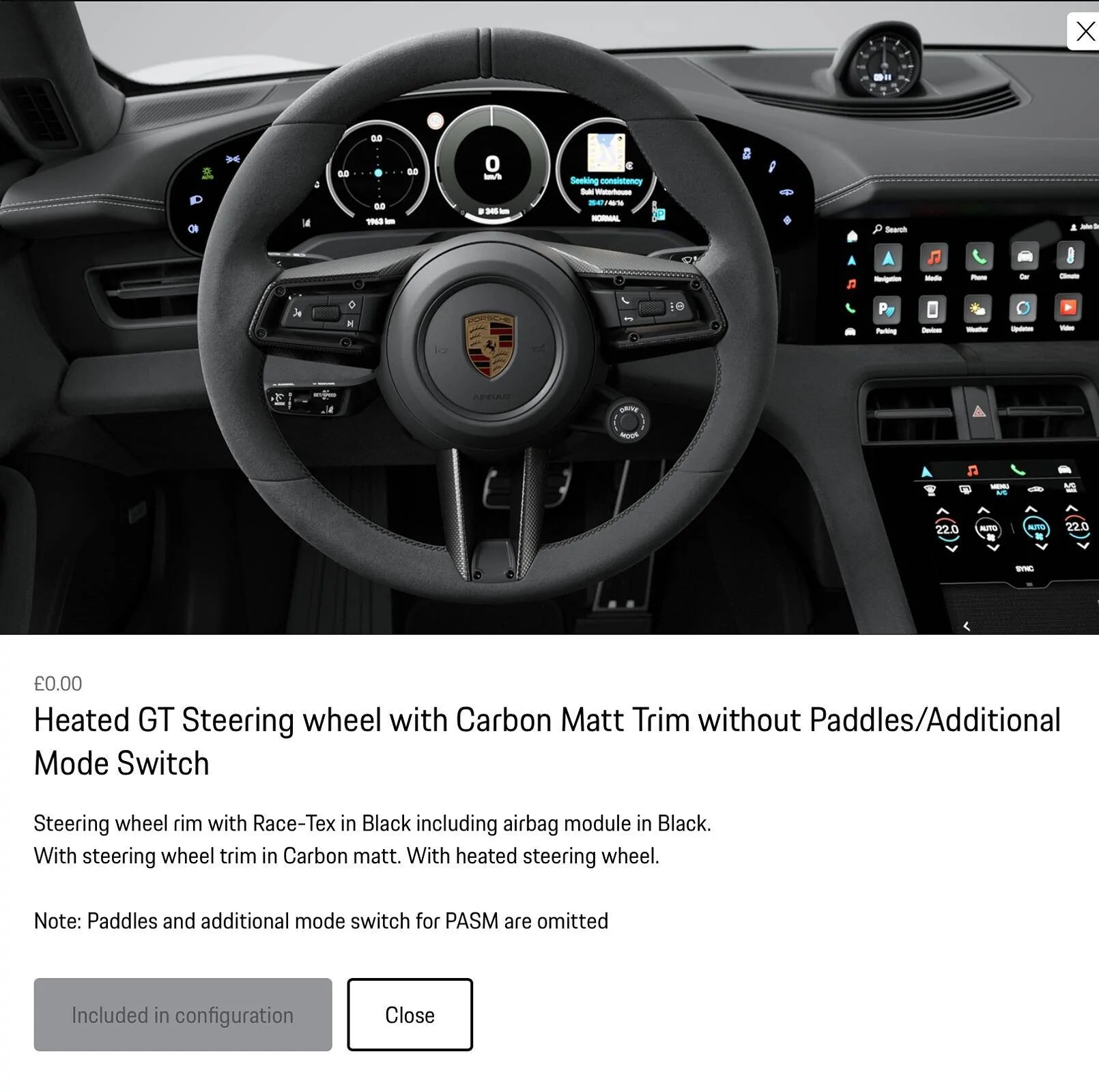 Porsche Taycan Race-Tex steering wheel opinions Regular steering wheel