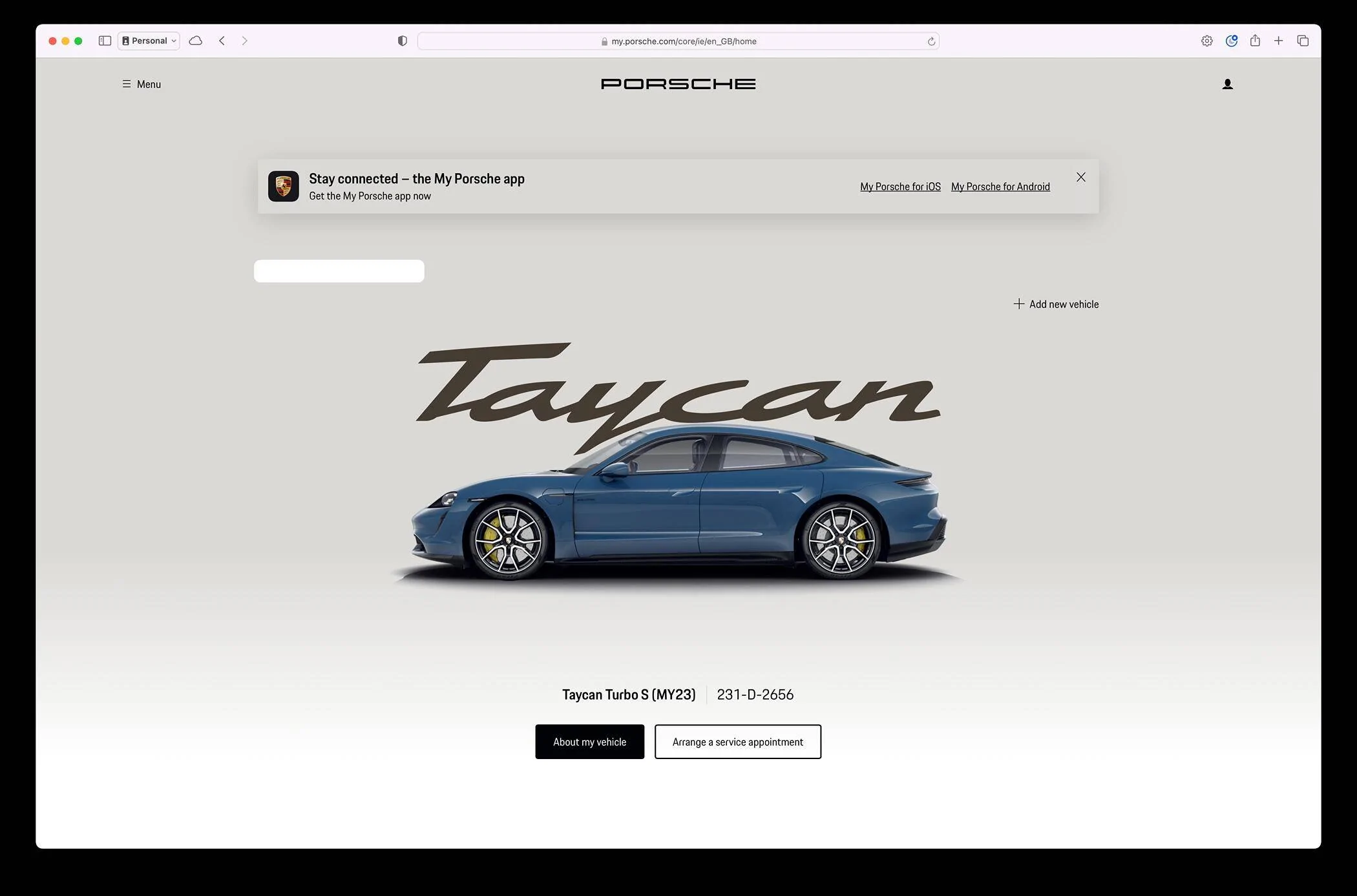 Porsche Taycan My Porsche (via web) being retired. Screenshot 2024-05-07 at 07.38.34