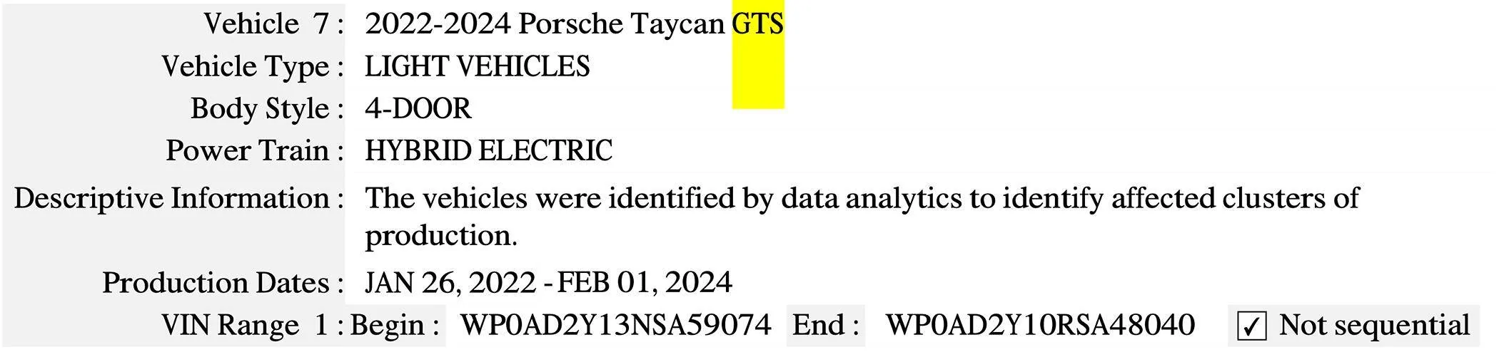Porsche Taycan Recall: High-Voltage Batteries May Short Circuit (ARA5) - March 20, 2024 Screenshot 2024-05-17 at 9.33.18 AM