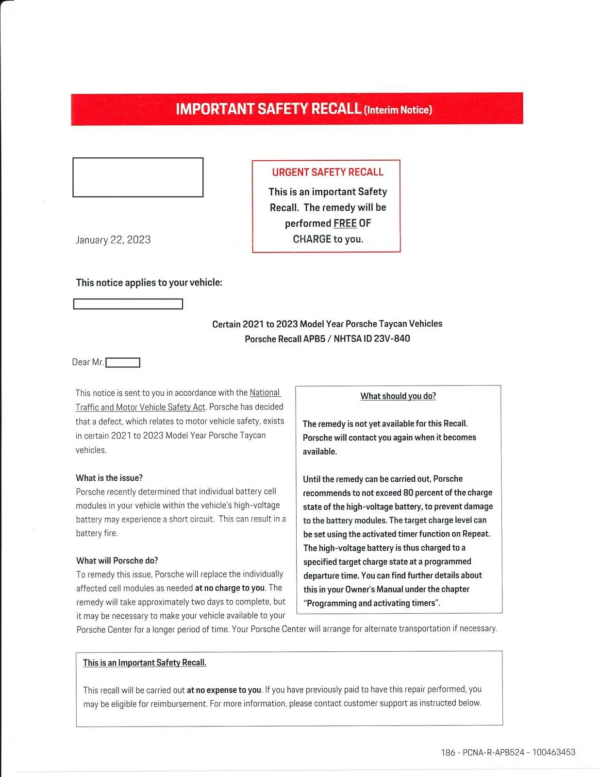 Porsche Taycan Battery Module Replacement Begins recall taycan 1