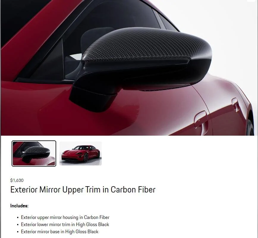Porsche Taycan Upgrade to carbon fiber mirrors 2