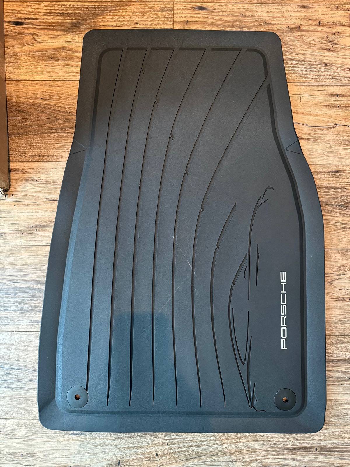 Porsche Taycan SOLD: Barely used black rubber/all weather floor mats floormat set for Taycan, $120 02_passenger_mat