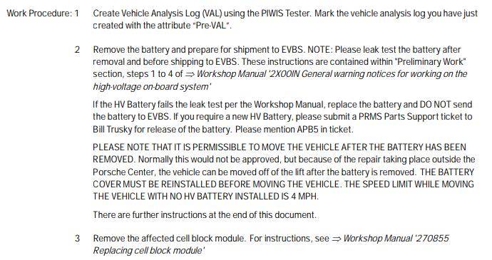 Porsche Taycan TSB: REMEDY for Recall APB5 - Replacing the Cell Block Module on High-Voltage Battery - July 30, 2024 1718718330703-xi