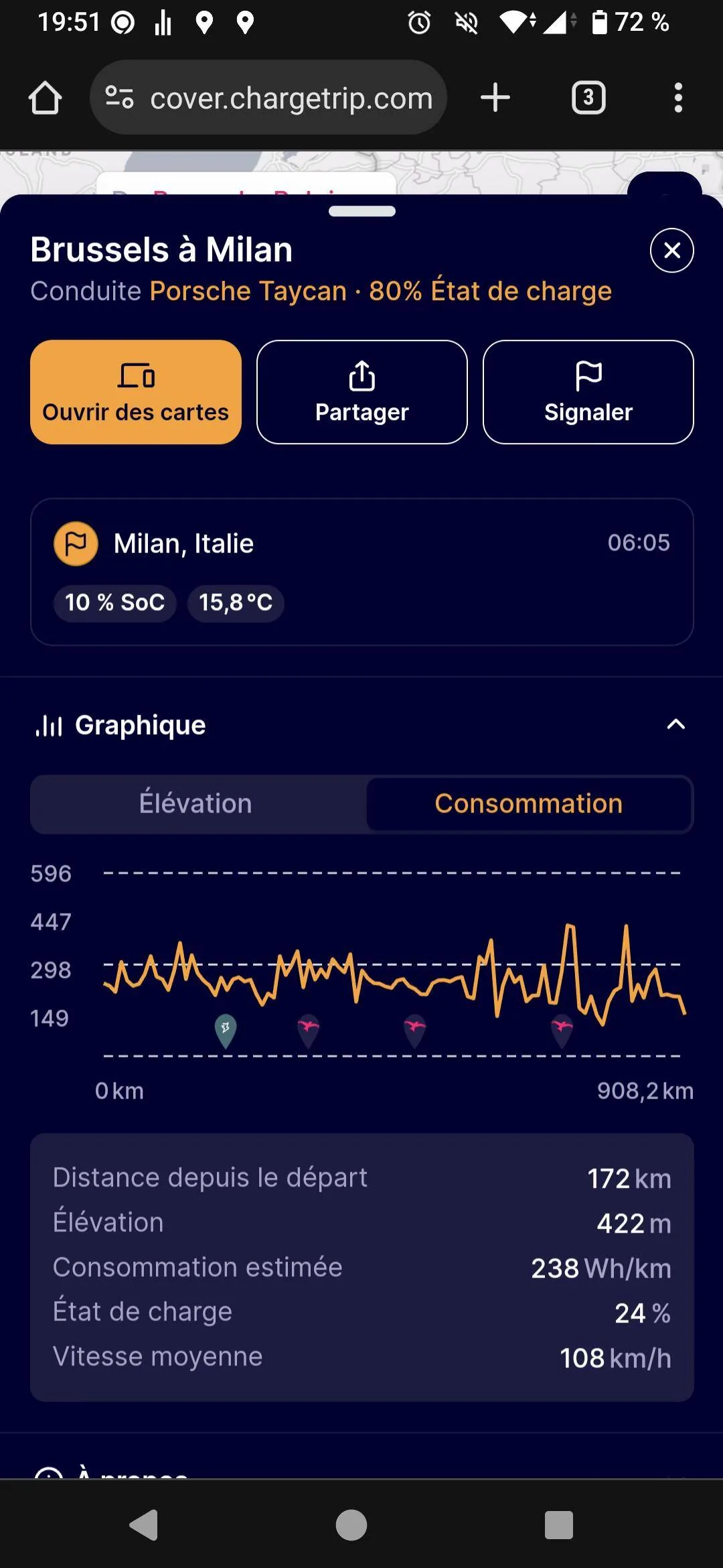 Porsche Taycan new IONITY app with route planner .... Screenshot_20240703-195106