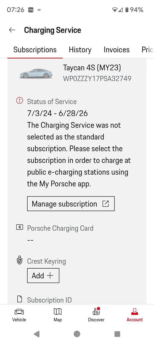 Porsche Taycan Which charging card is Live? Screenshot_20240704-072600